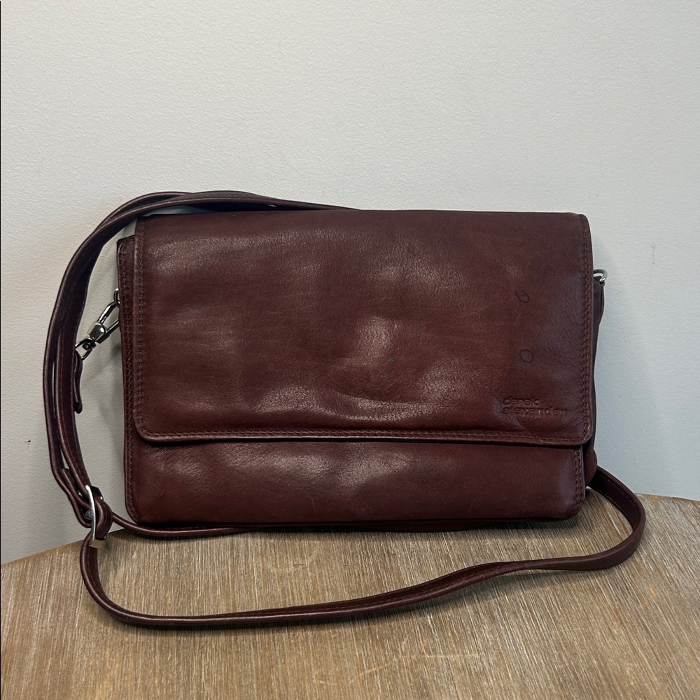 Derek Alexander Leather Crossbody Handbag Half Flap Organizer - Picture 11 of 16